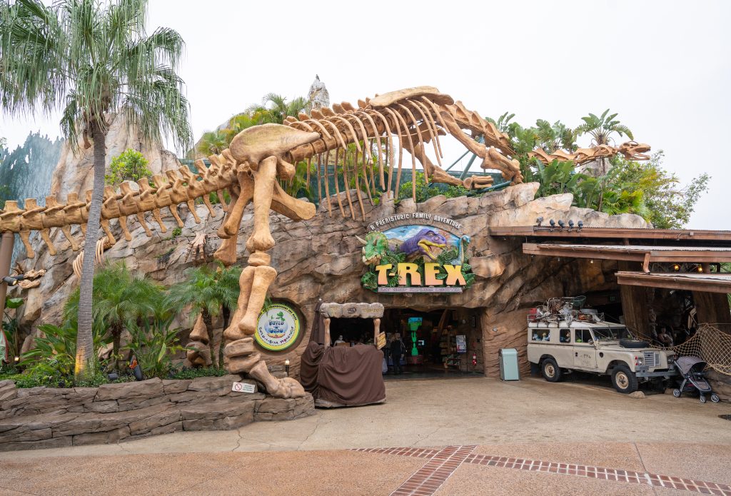 best kid-friendly restaurant at disney springs, T-REX Restaurant at Disney Springs Marketplace, entrance