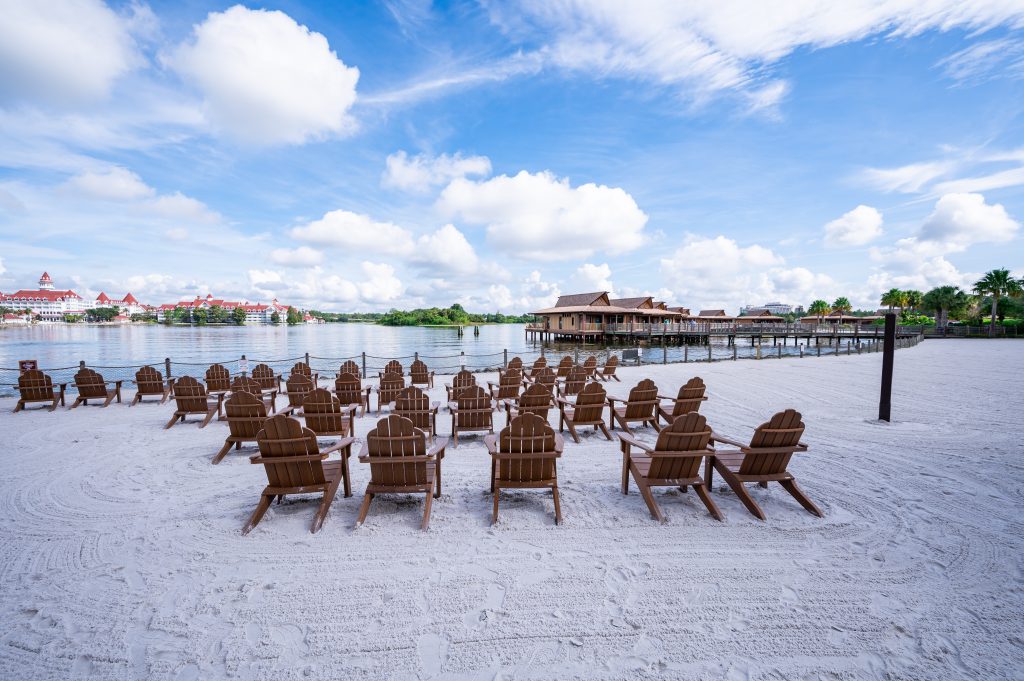 Disney's Polynesian Village Resort bungalows on the beach