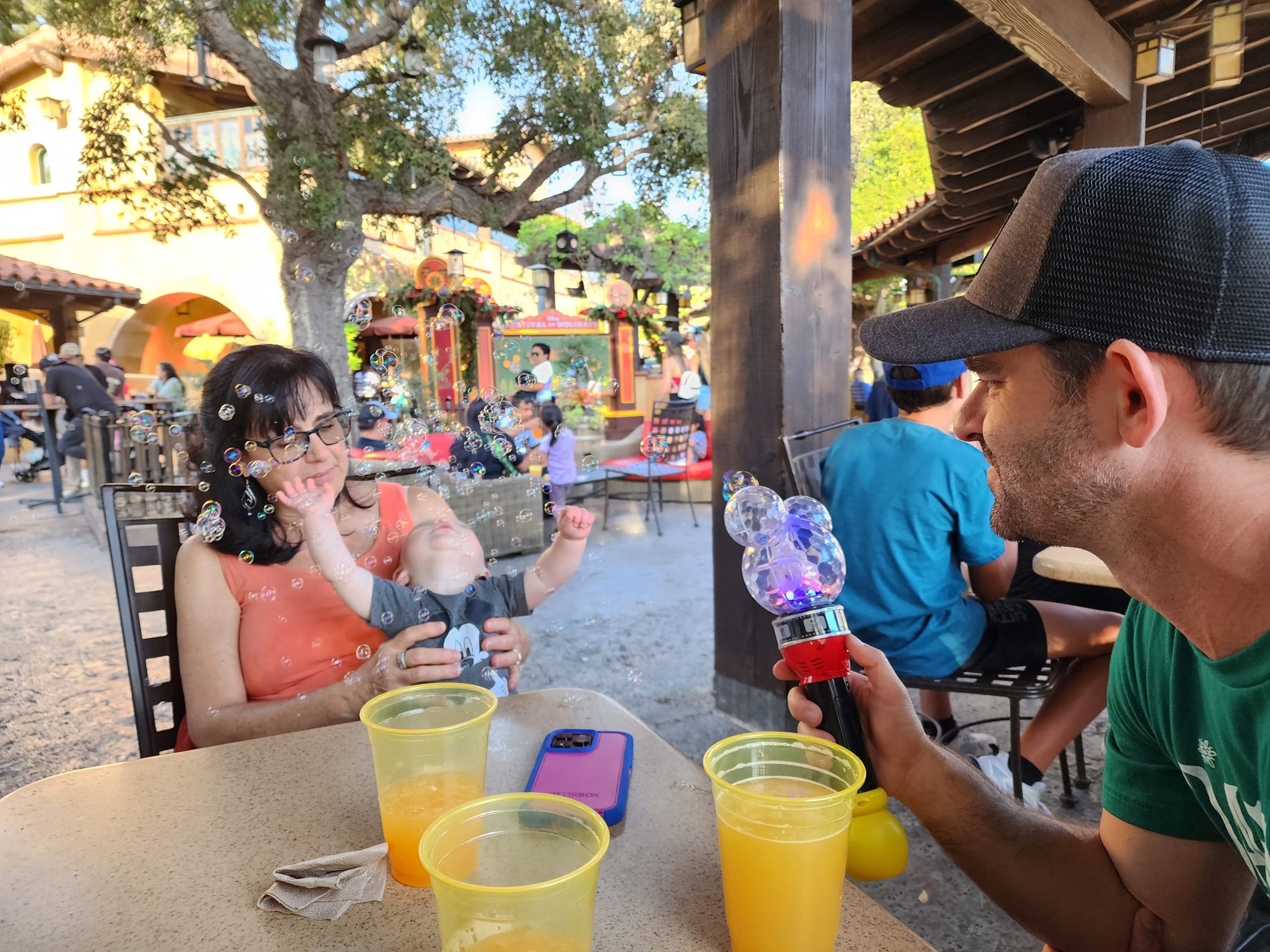 Disneyland Sonoma Terrace, toddler and bubble wand