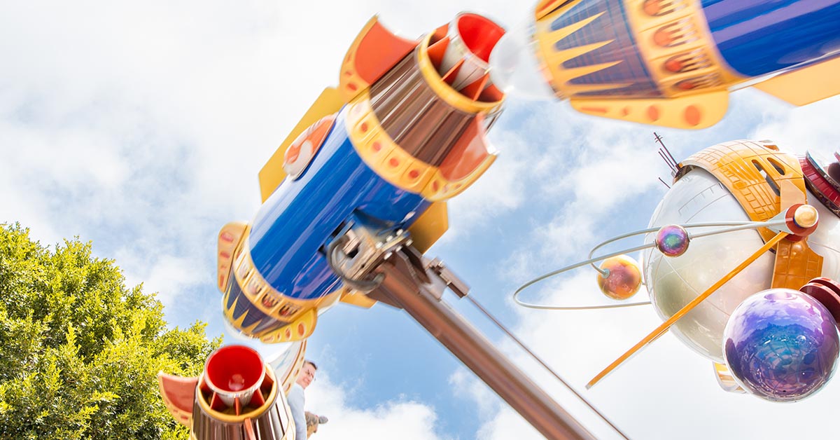 Astro Orbitor at Disneyland, ride vehicle in flight
