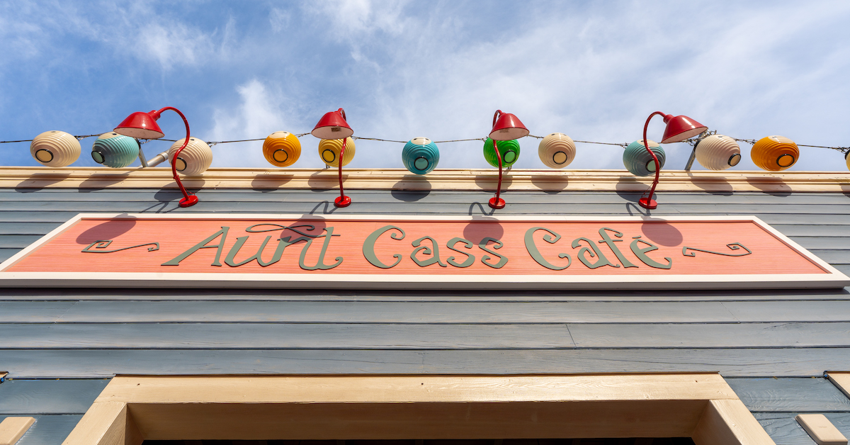 Aunt Cass Café at California Adventure, restaurant sign