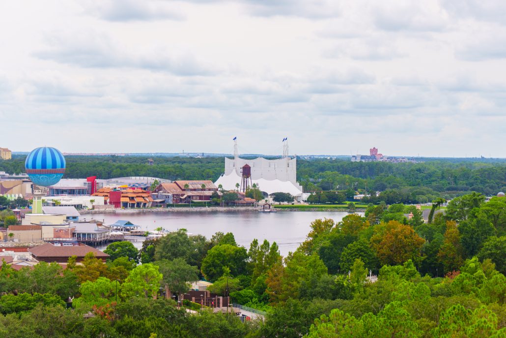 View of Disney Springs from Disney View Room at the Wyndham LBV