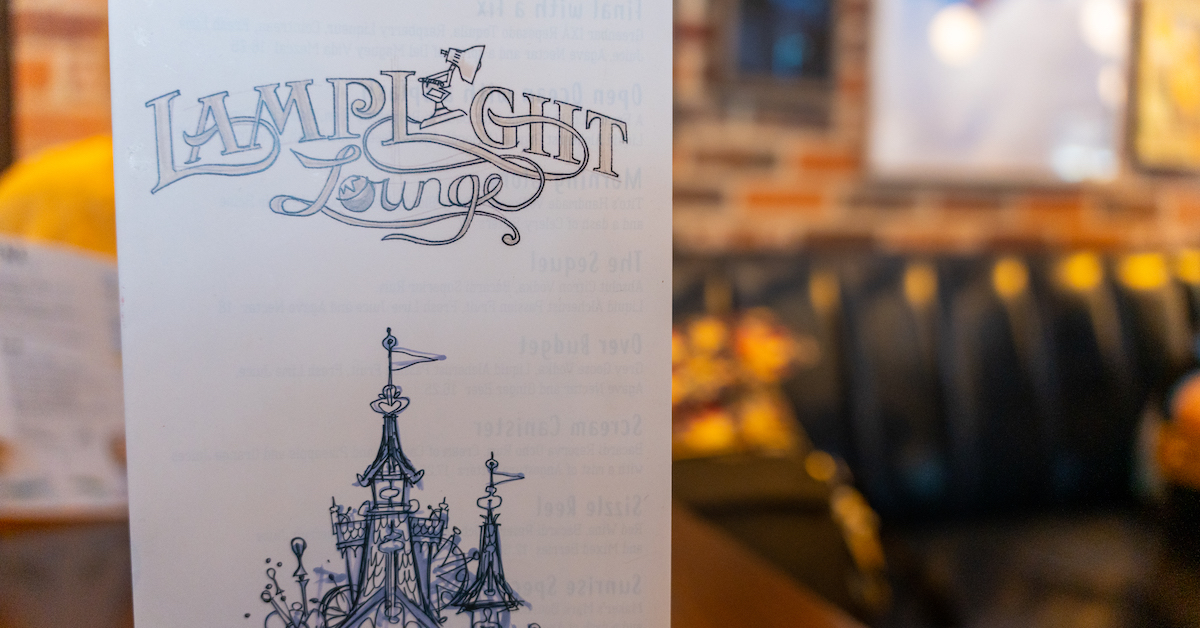 Lamplight Lounge menu, front - Disneyland table-service restaurants