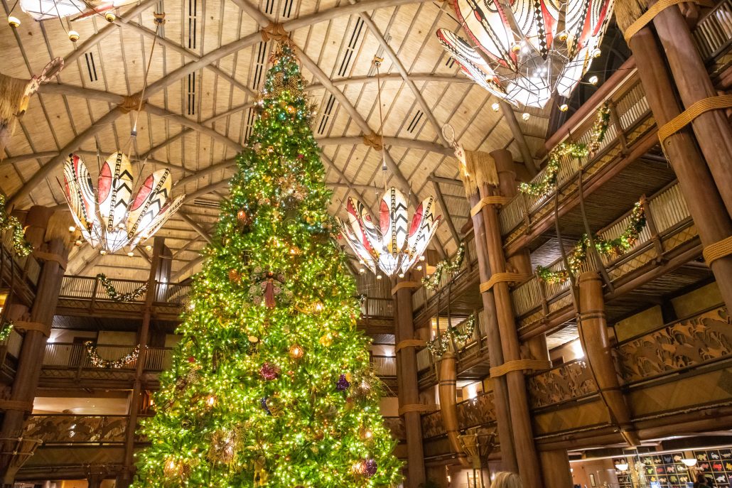 Animal Kingdom Lodge Christmas tree in lobby