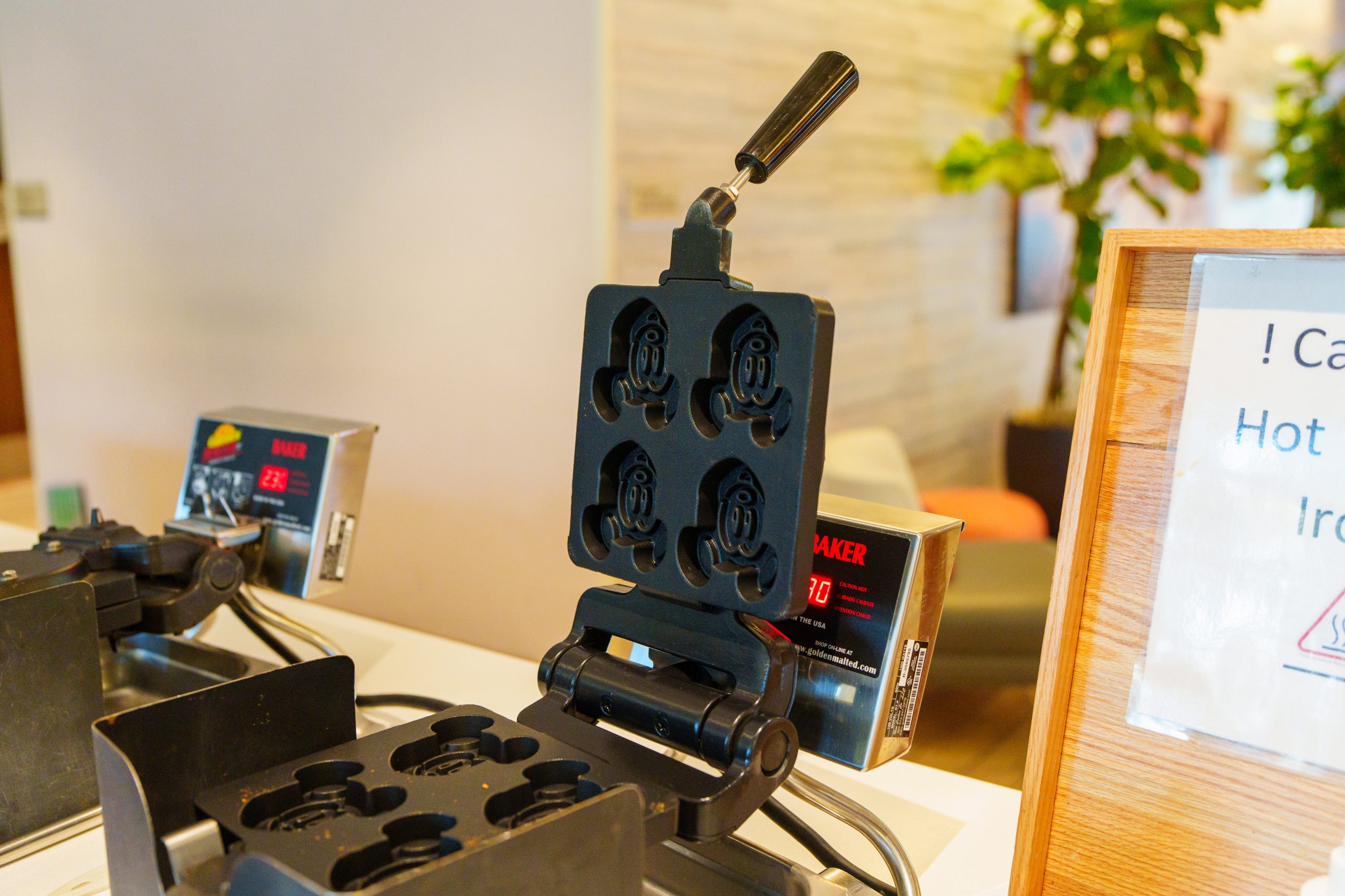 Springhill Suites at Anaheim Resort/Convention Center breakfast buffet, Mickey waffle machine