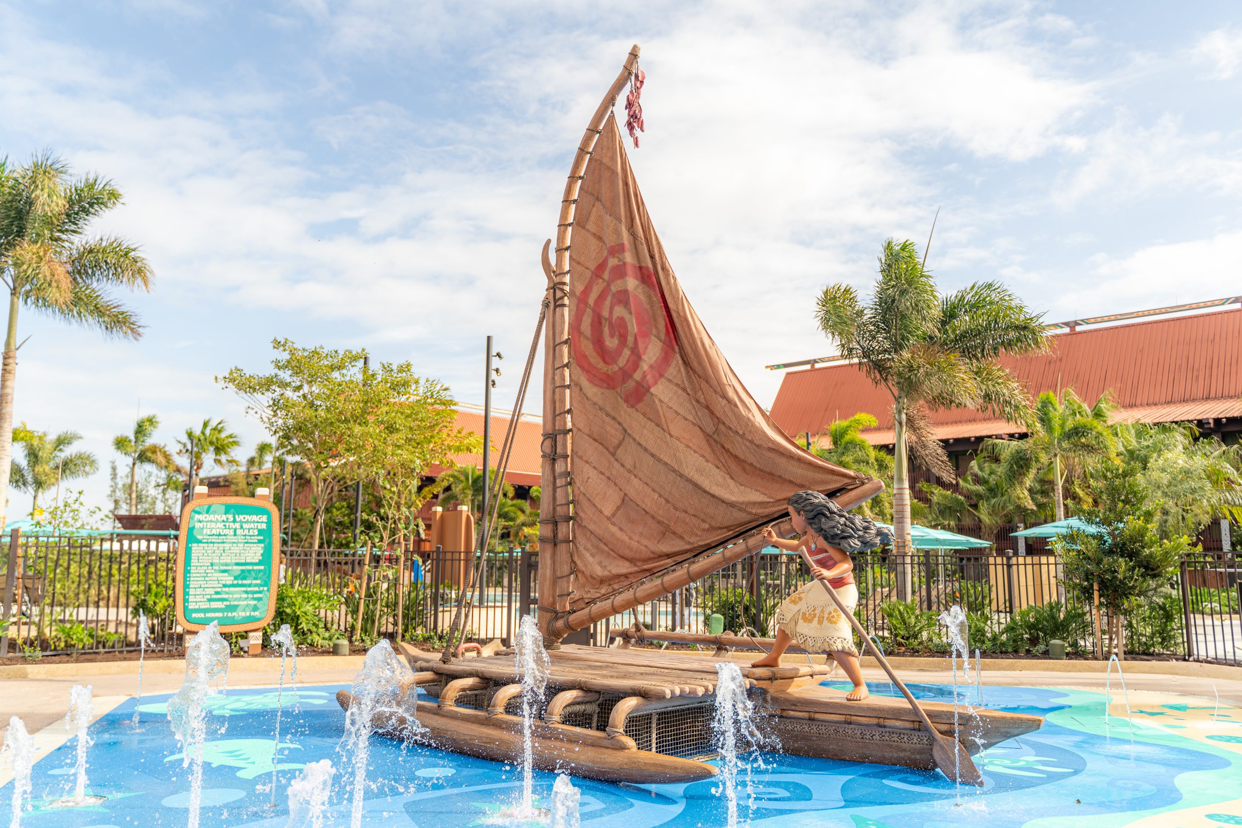 island tower, moana's voyage splash pad