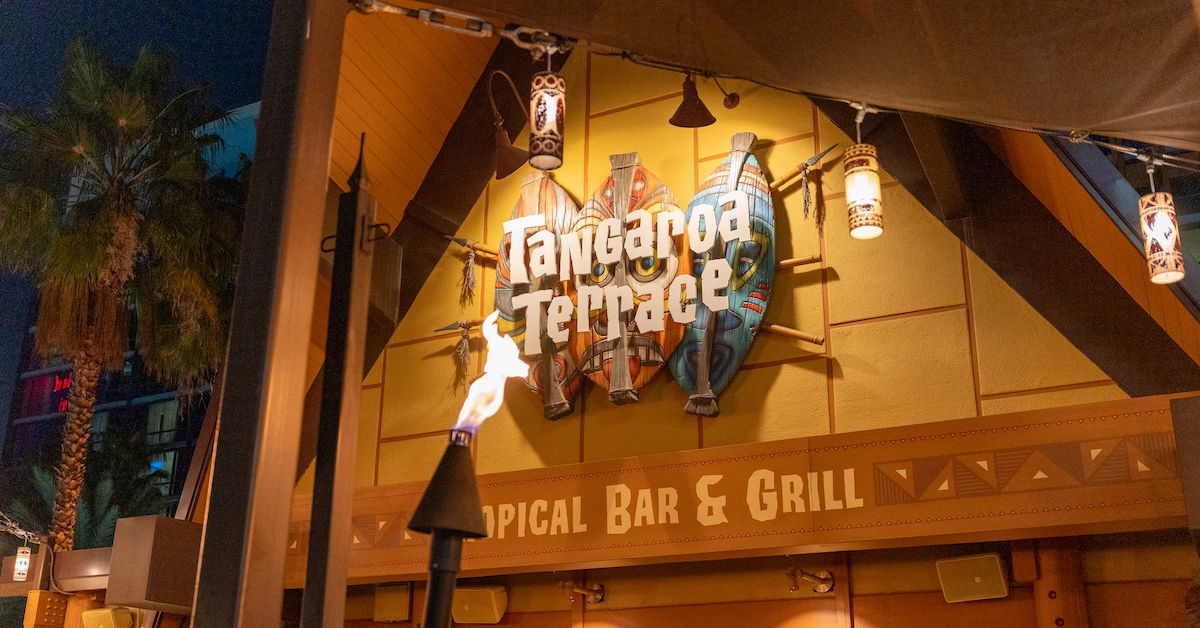 Tangaroa Terrace sign at night