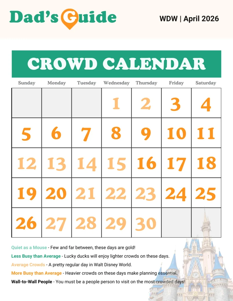 april 2026 disney world crowd calendars
