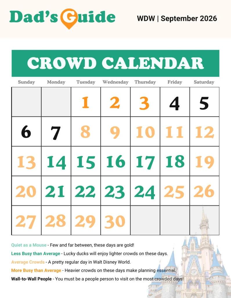 september 2026 disney world crowd calendars