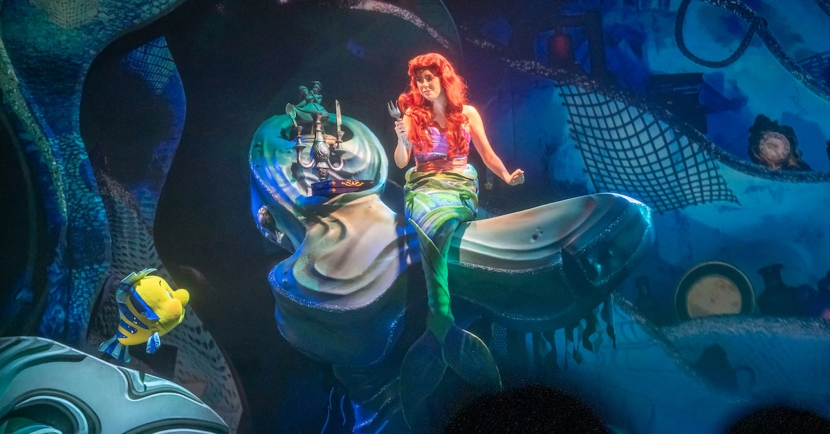 The Little Mermaid stage show at Disney's Hollywood Studios, Ariel and Flounder