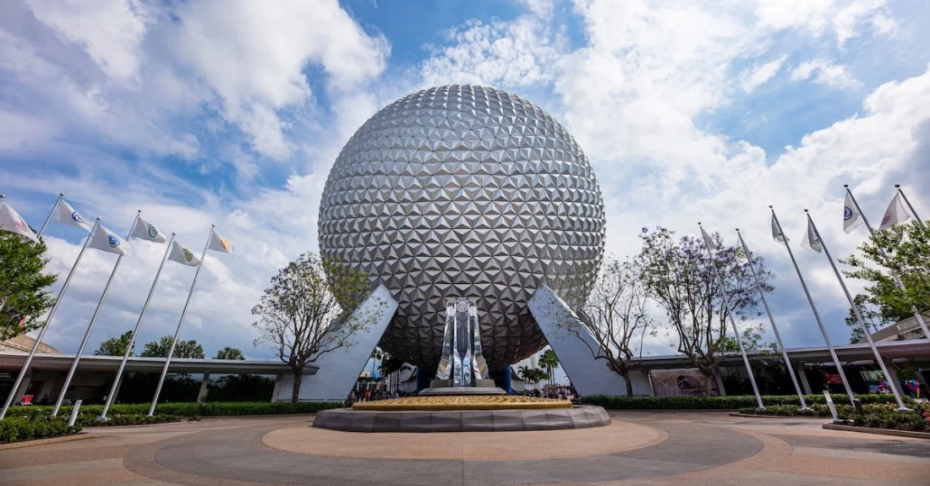 EPCOT entrance, Spaceship Earth during the day
