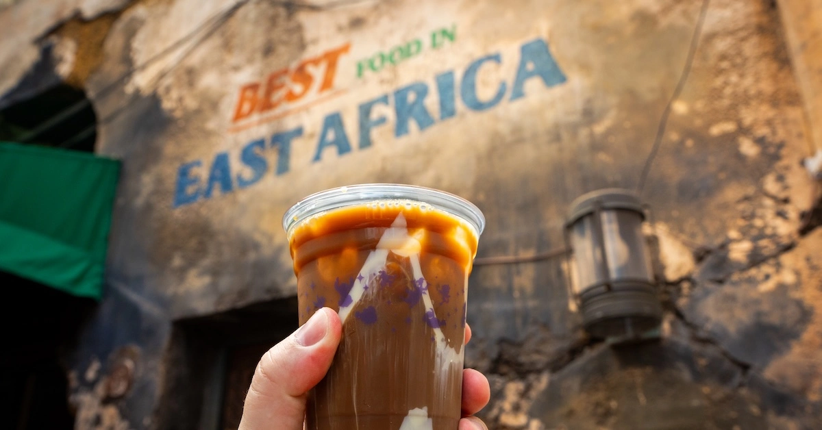 Cold brew coffee outside Kusafiri Coffee Shop & Bakery