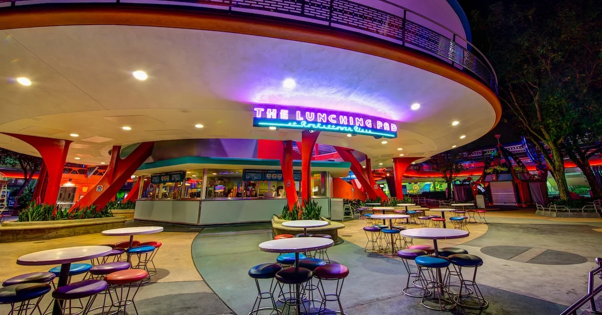 The Lunching Pad dining area at night