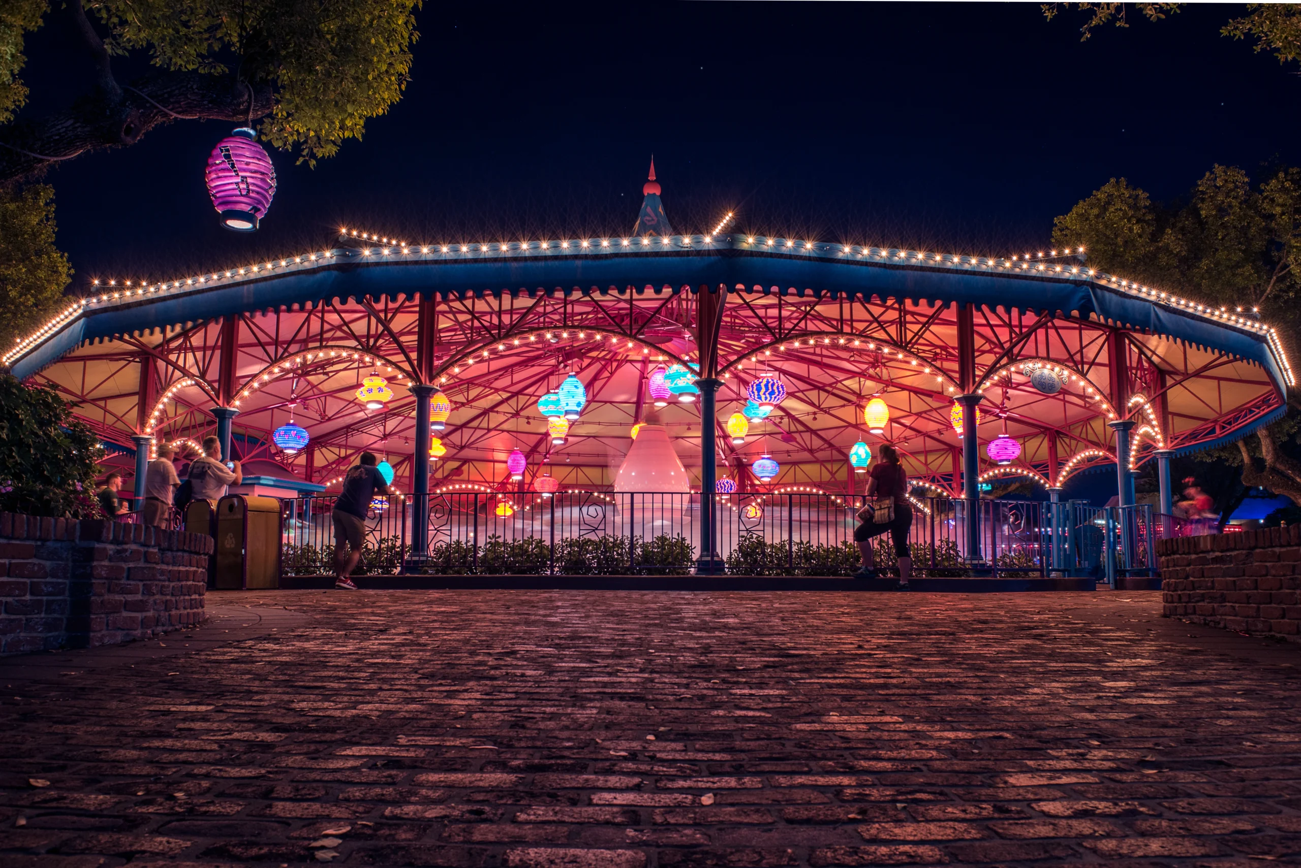 Mad Tea Party view at night