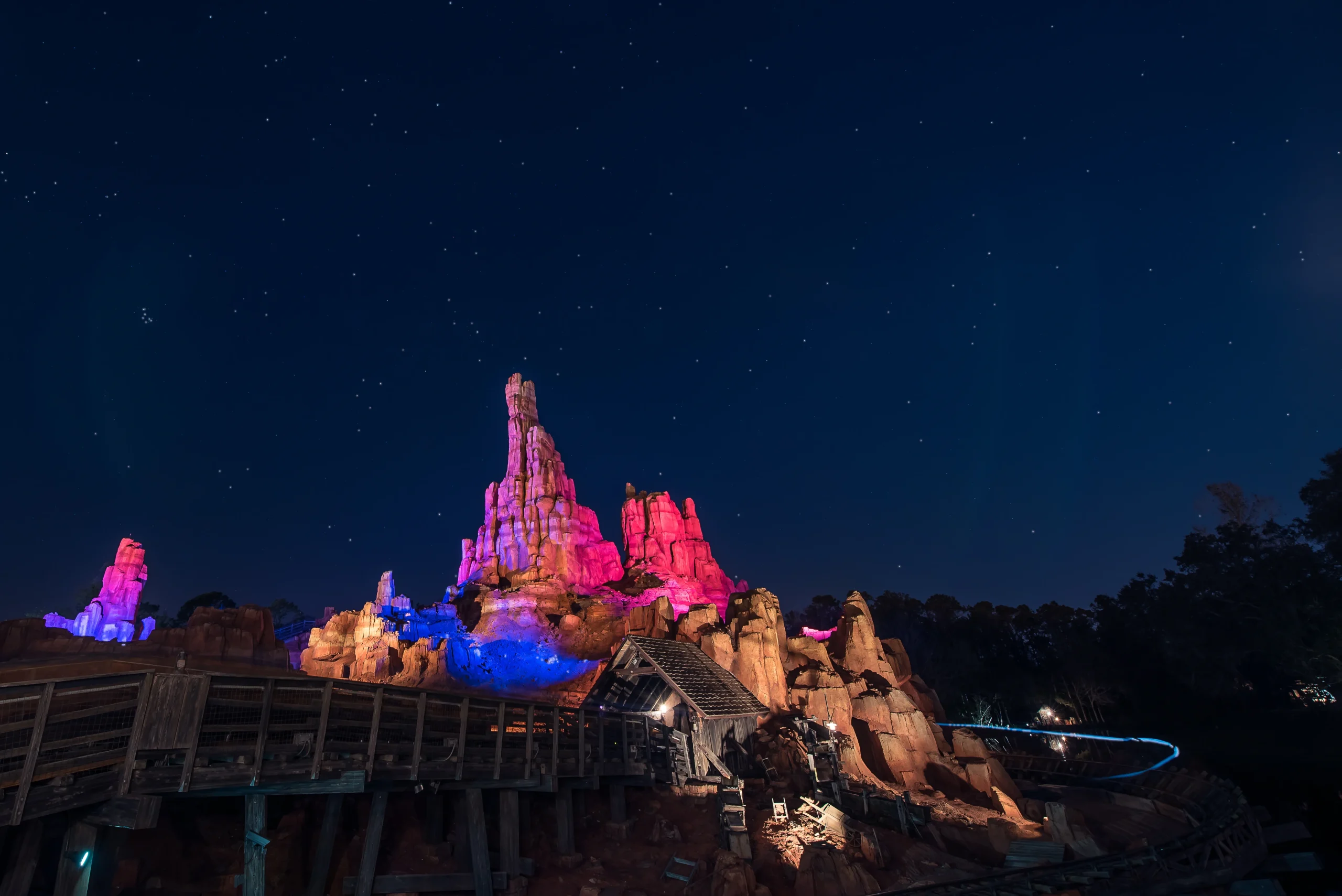 Big Thunder Mountain Railroad at night