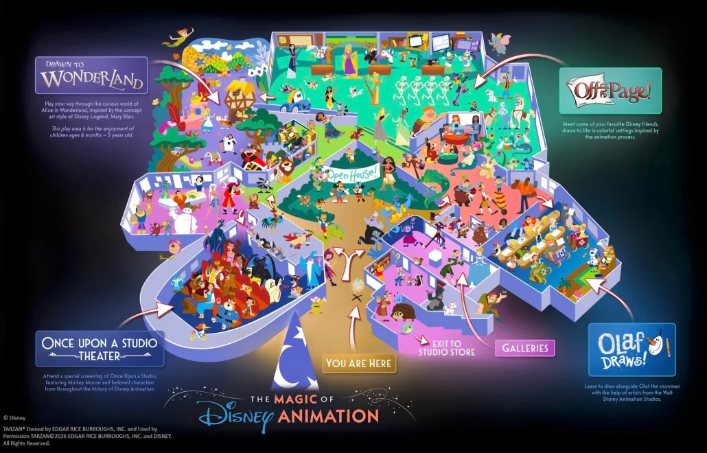 magic of disney animation, map of walt disney studios land at hollywood studios