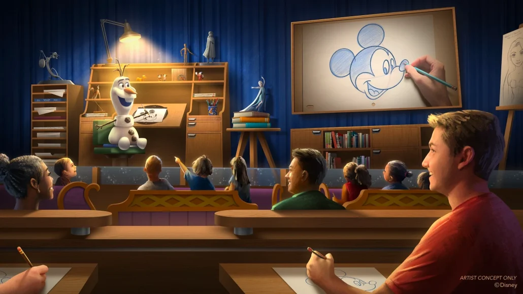 magic of disney animation, concept art of olaf draws